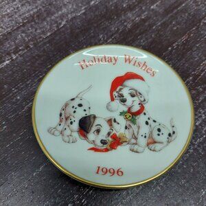 Vintage 1996 Disney 101 Dalmatians Holiday Wishes Collectors Keepsake Porcelain